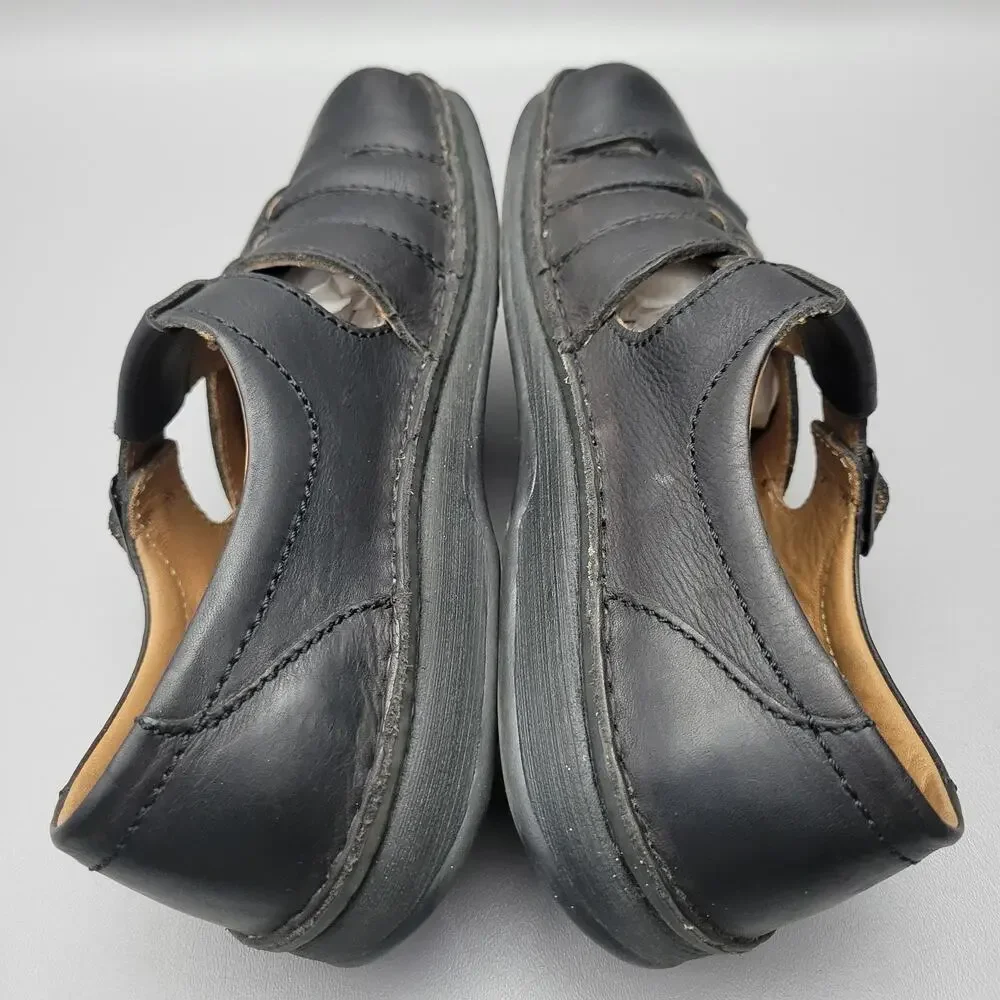 Birkenstock 42 Mens Closed Toe Fisherman Black Sandals Leather Size 9 US